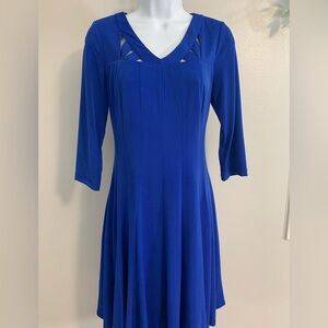 Rabbit Design Chic Royal Blue Long Sleeve Dress